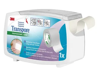 3M Transpore Fixierpflaster transparent, 2,5 cm x 5 m cm mit Abroller