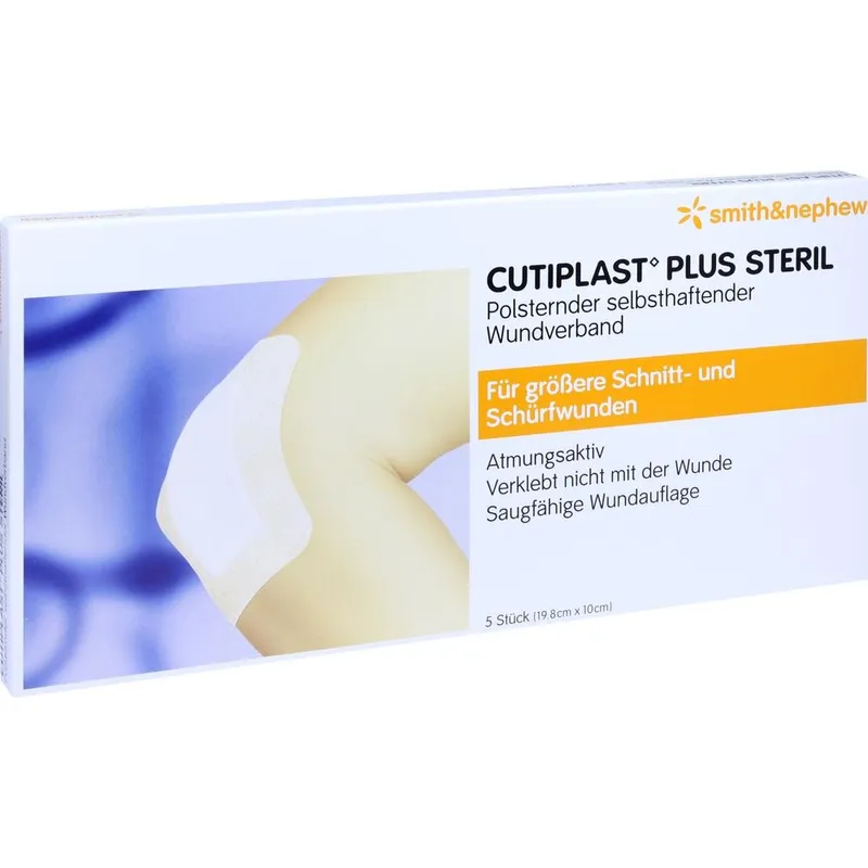 Cutiplast Plus steril, 19,8 x 10 cm, Vliesstoffverband (5 Stck.)