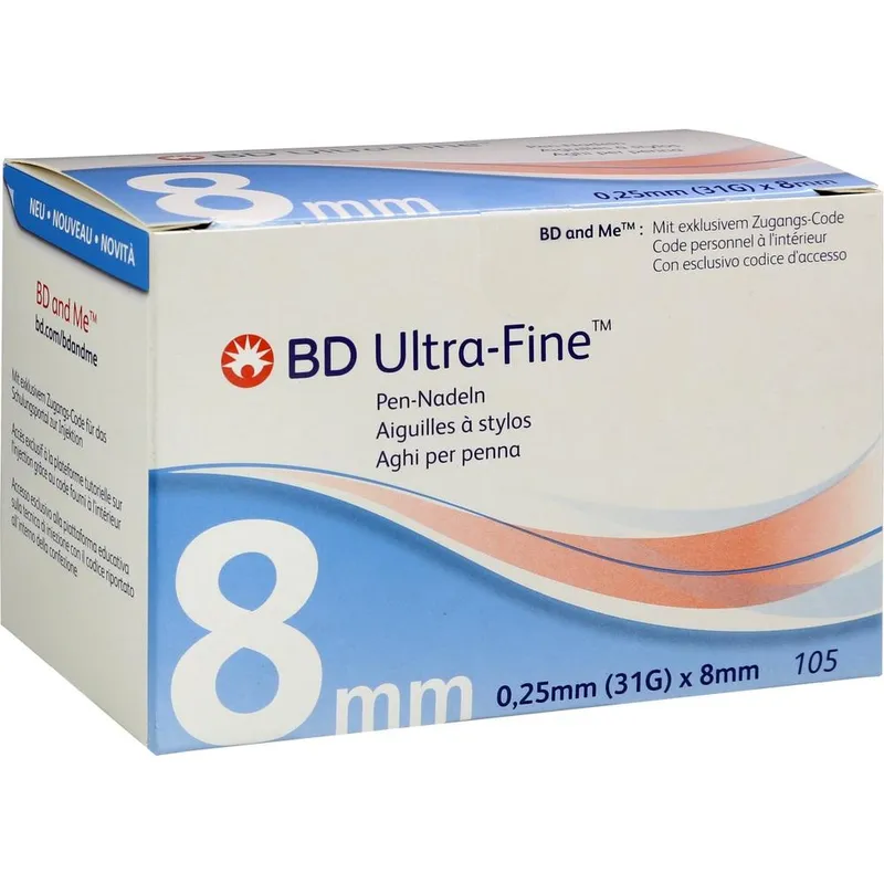 BD Ultra-Fine Pen-Nadeln, 31 G 0,25 x 8 mm (105 Stck.)