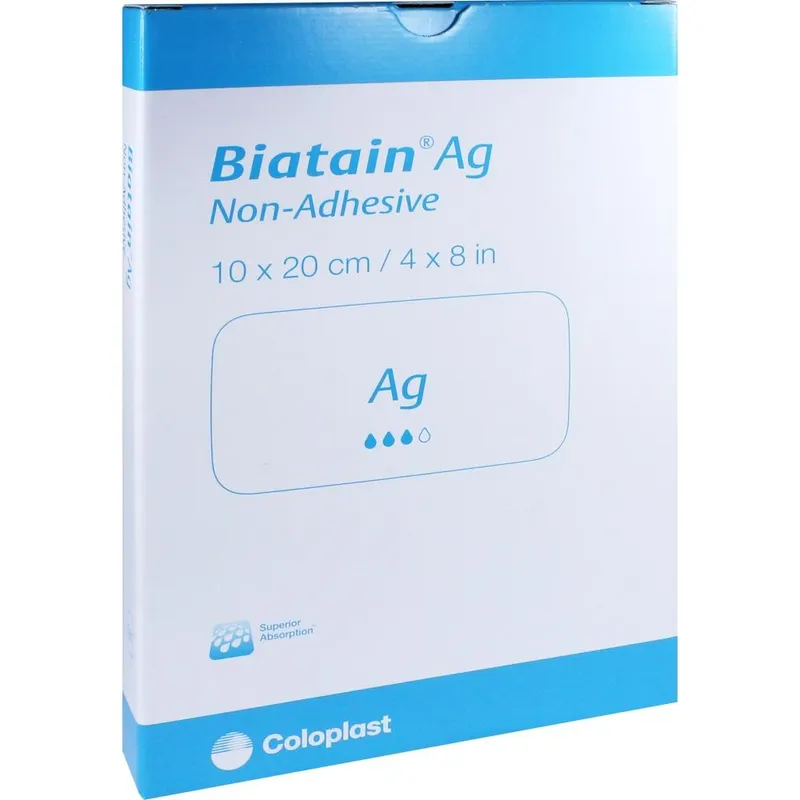 Biatain Ag Schaumverband mit Silber, steril, 10 x 20 cm (5 Stck.)