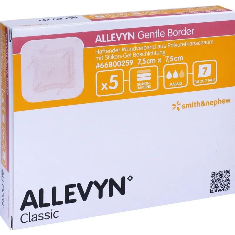 Allevyn Gentle Border steril, 7,5 x 7,5 cm, Wundverband (5 Stck.)