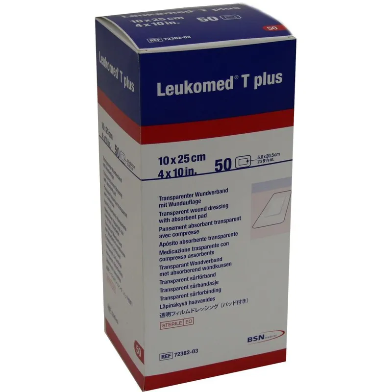 Leukomed T plus Transparentverband, 10,0 x 25,0 cm, steril (50 Stck.)