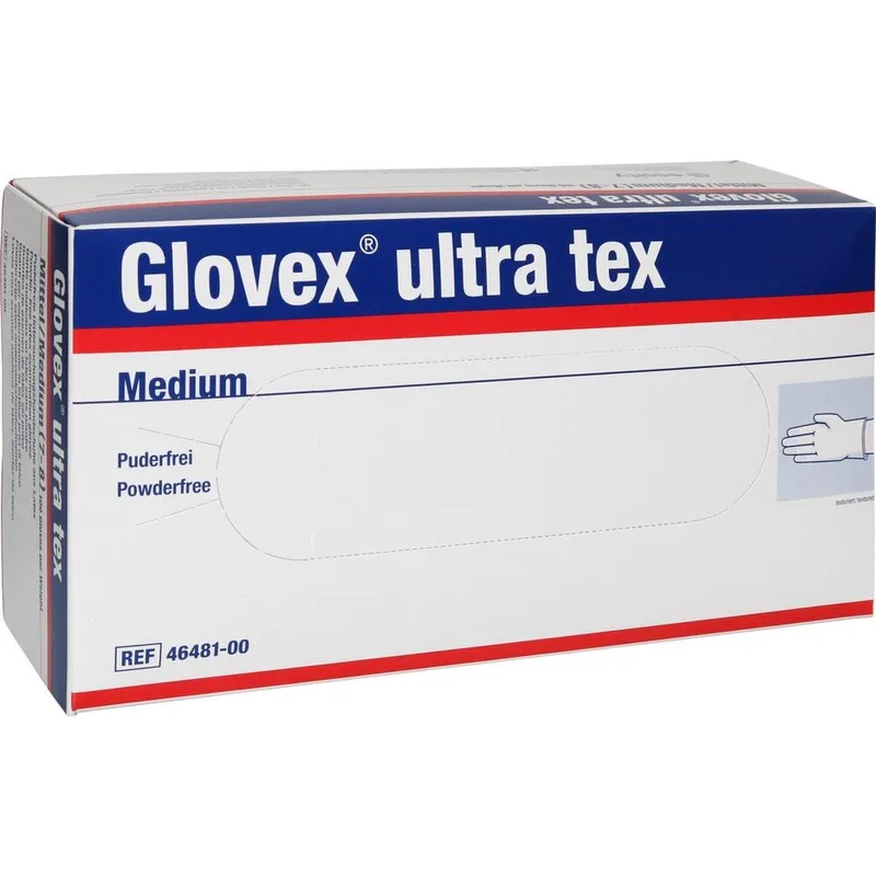 Glovex ultra tex U.-Handschuhe, PF, Latex, mittel, Gr. 7-8 (100 Stck.)