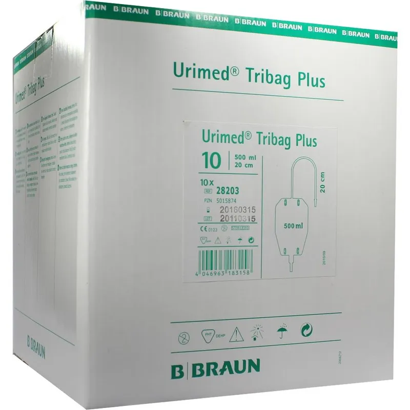 Urimed Tribag Plus Beinbeutel 500 ml, steril, 20 cm Schlauch (10 Stck.)