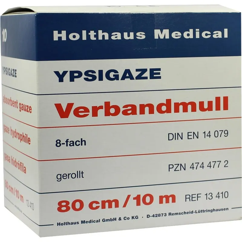 YPSIGAZE Verbandmull gerollt, 8-fach, 10 m x 80 cm