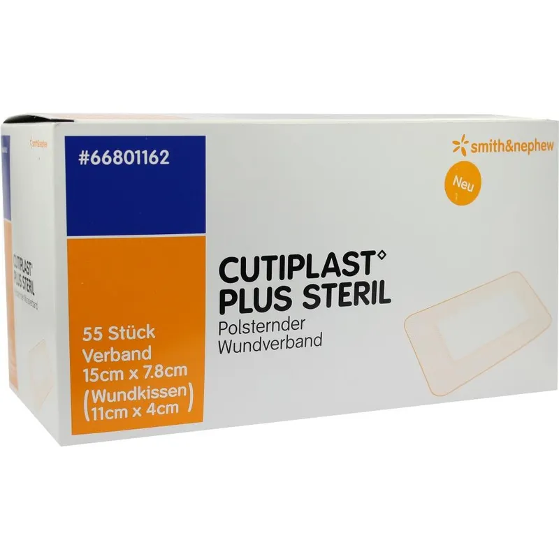 Cutiplast Plus steril, 15 x 7,8 cm, Vliesstoffverband (55 Stck.)