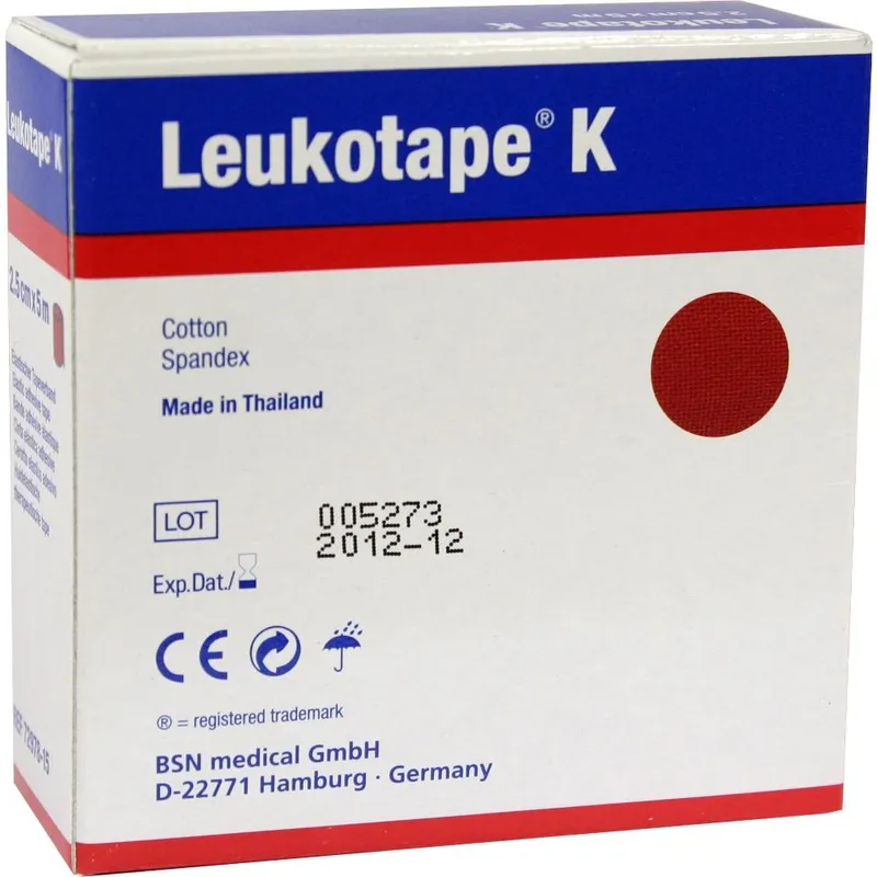 Leukotape K Klebebinde, 5 m x 2,50 cm, rot