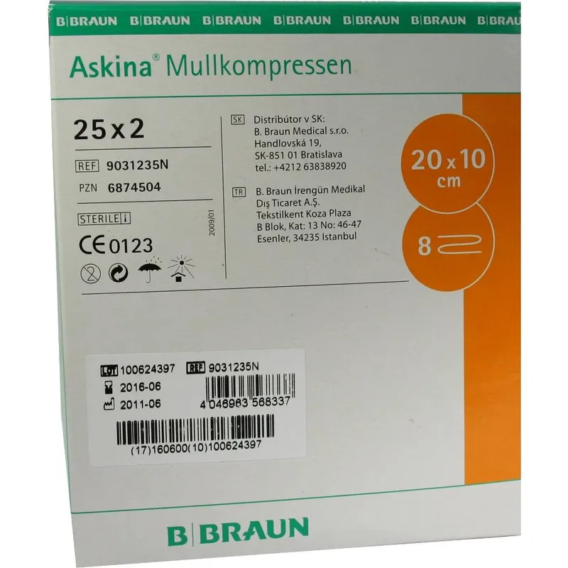 Askina Mullkompressen 8-fach steril, 10 x 20 cm (25 x 2 Stck.)