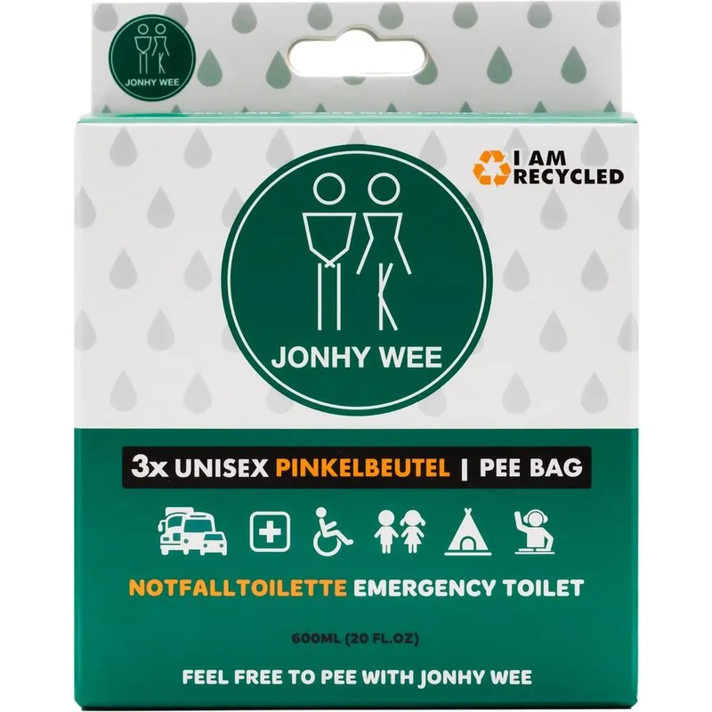 Jonhy Wee Unisex Pinkelbeutel, Notfalltoilette für unterwegs (3 Stck.)