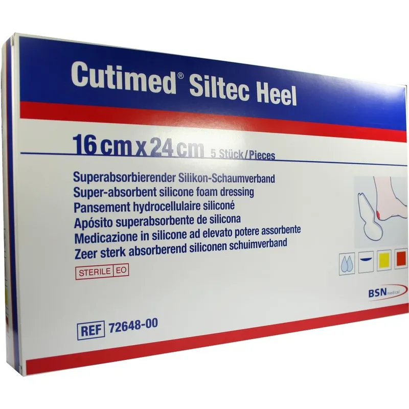 Cutimed Siltec Plus Heel, Schaumverband 16 x 24 cm (5 Stck.)