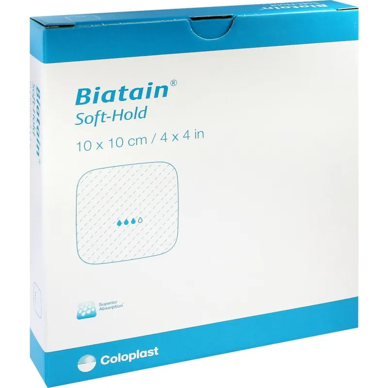 Biatain Schaumverband, steril, sanft-haftend, 10 x 10 cm (5 Stck.)