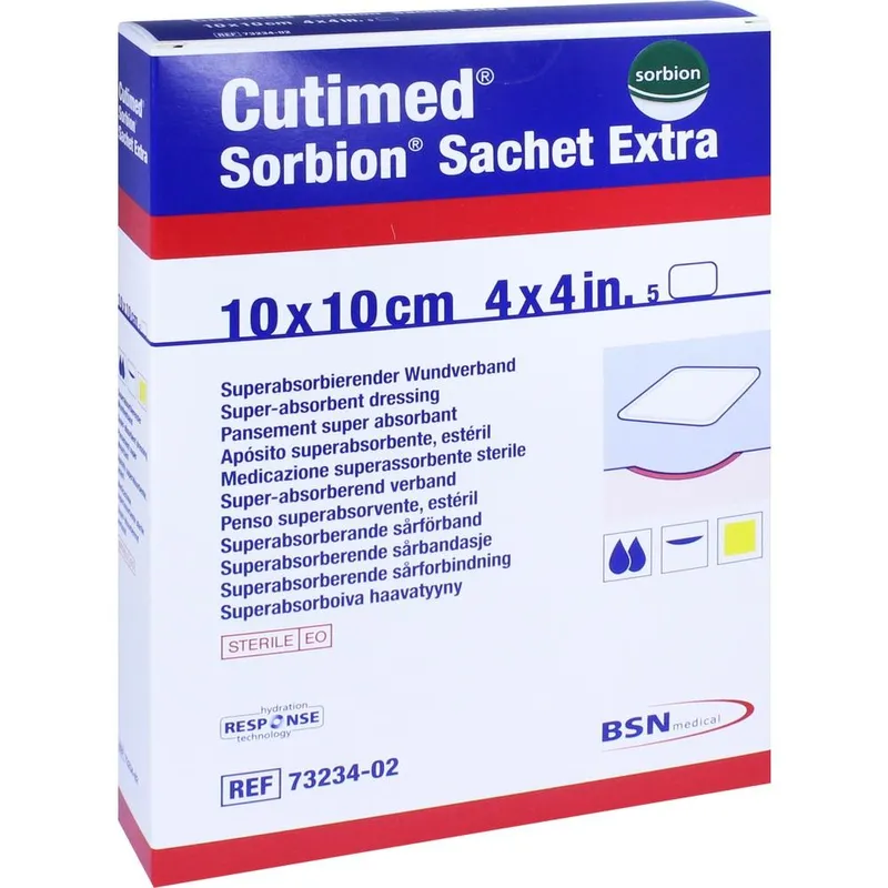 Cutimed Sorbion Sachet Extra, Wundauflagen 10 x 10 cm steril (5 Stck.)