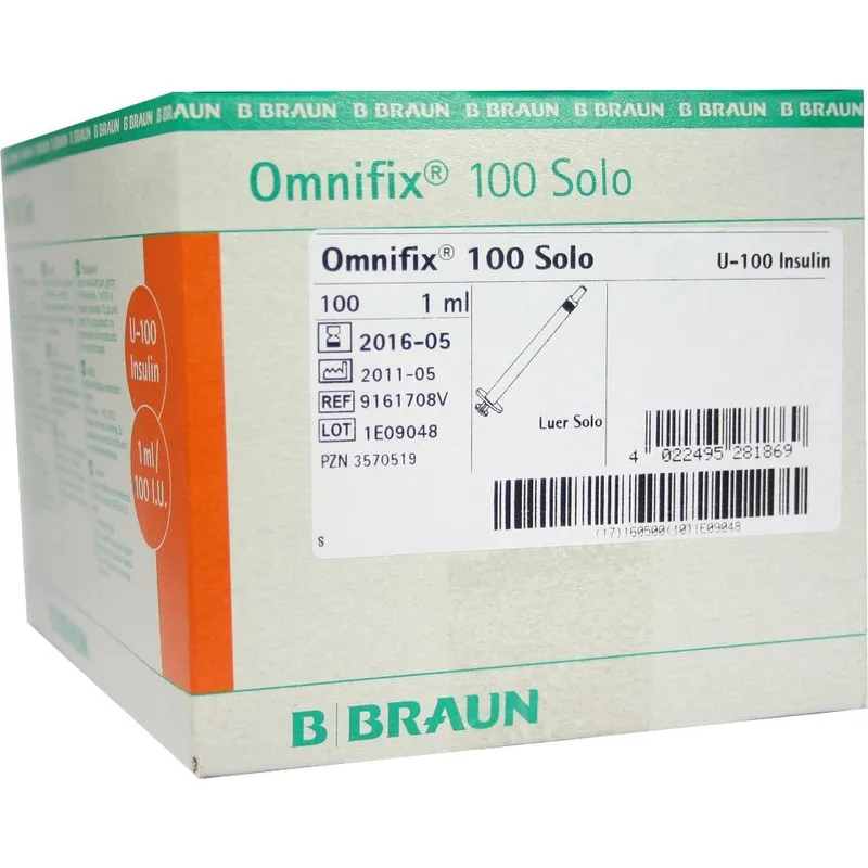 Omnifix 100 Solo Insulinspritzen 1 ml, U-100 (100 Stck.)