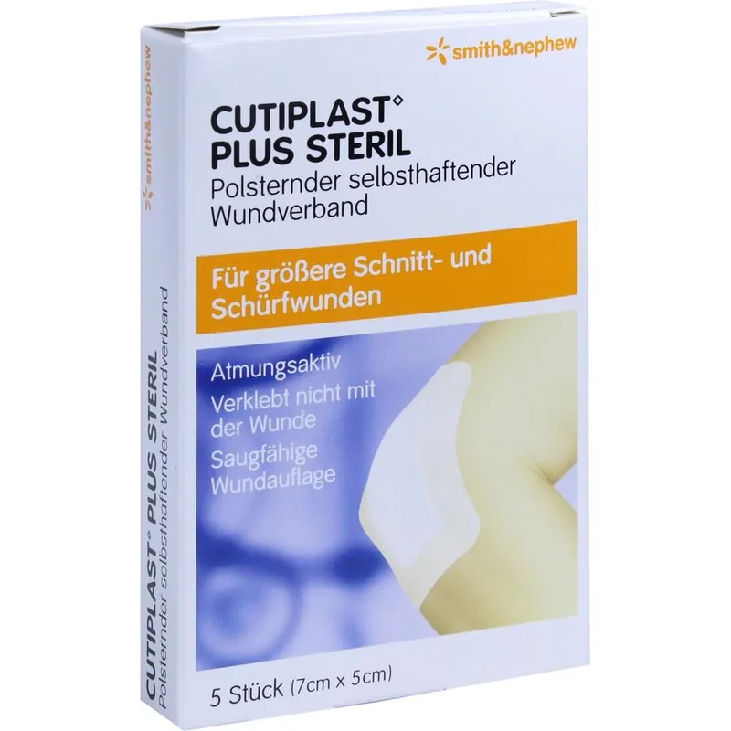 Cutiplast Plus steril, 7 x 5 cm, Vliesstoffverband (5 Stck.)