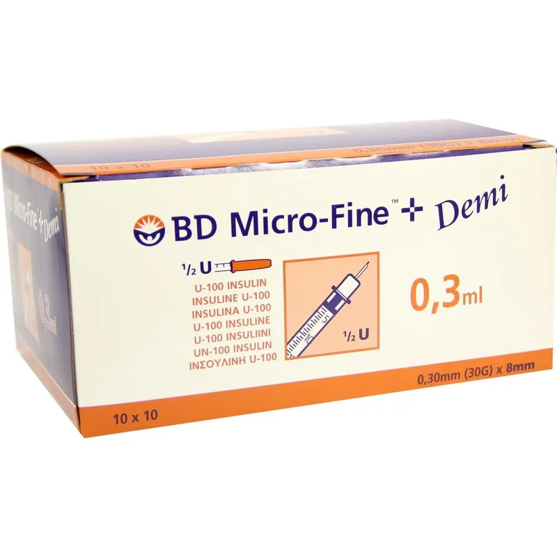 BD Micro-Fine+ Insulinspritzen Demi, 0,3 ml, U-100 (100 Stck.)