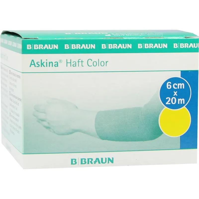 Askina Haft Color Fixierbinde gelb, 20 m x 6 cm