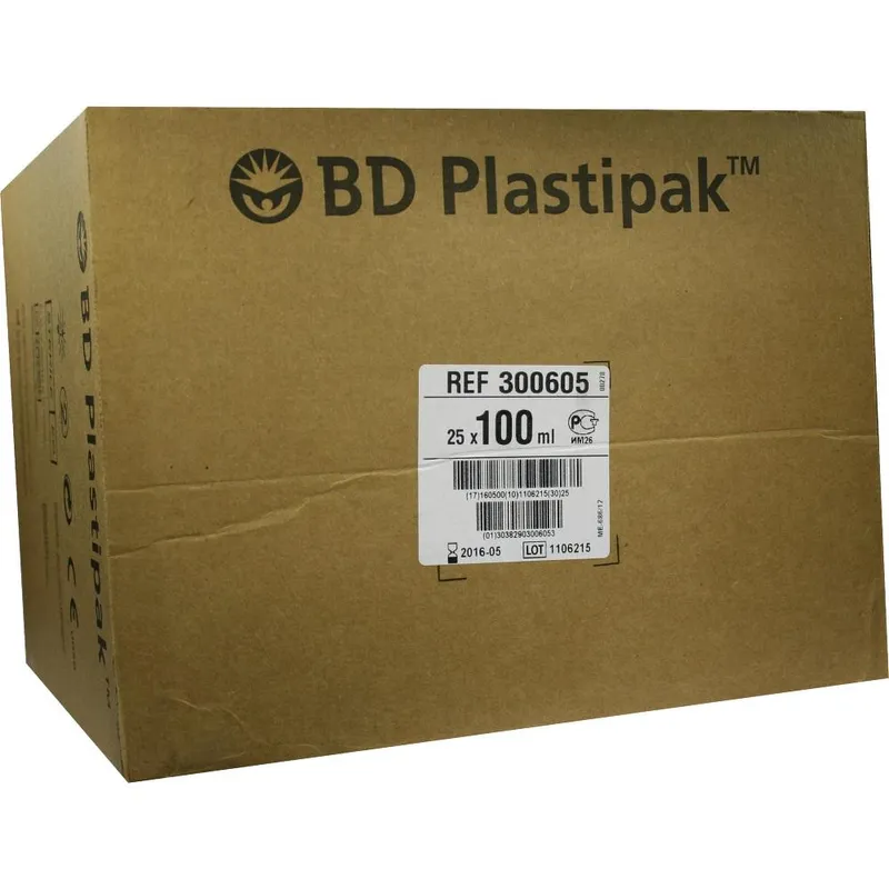 BD Plastipak Wund-/Blasenspritze 100 ml, mit Katheteransatz und Luer-Adapter