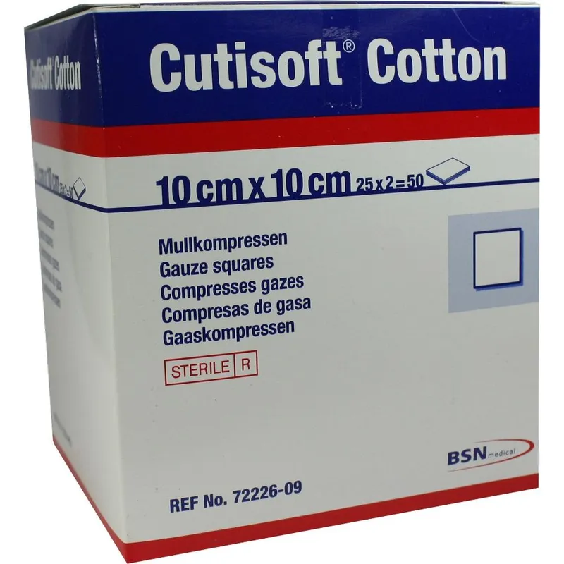 Cutisoft Cotton Kompressen steril, 10 x 10 cm, 12-fach (25x2 Stck.)