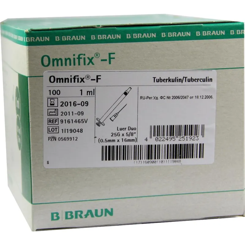 Omnifix F Spritzen 1 ml mit beigelegter, Kanüle 0,50 x 16 mm (100 Stck.)