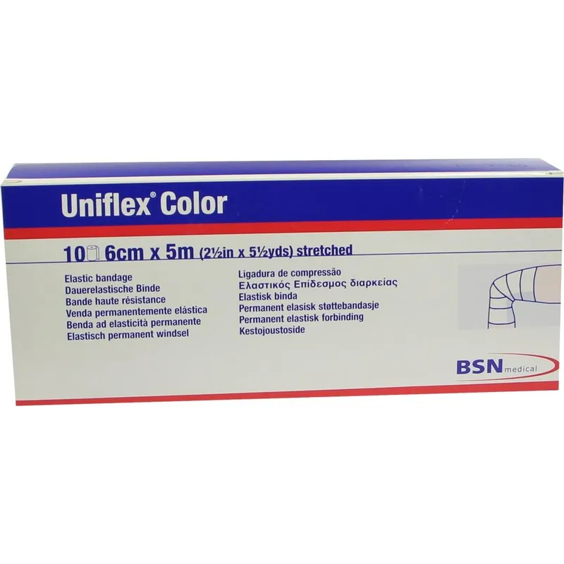 Uniflex color Universalbinde, 5 m x 6 cm, rot