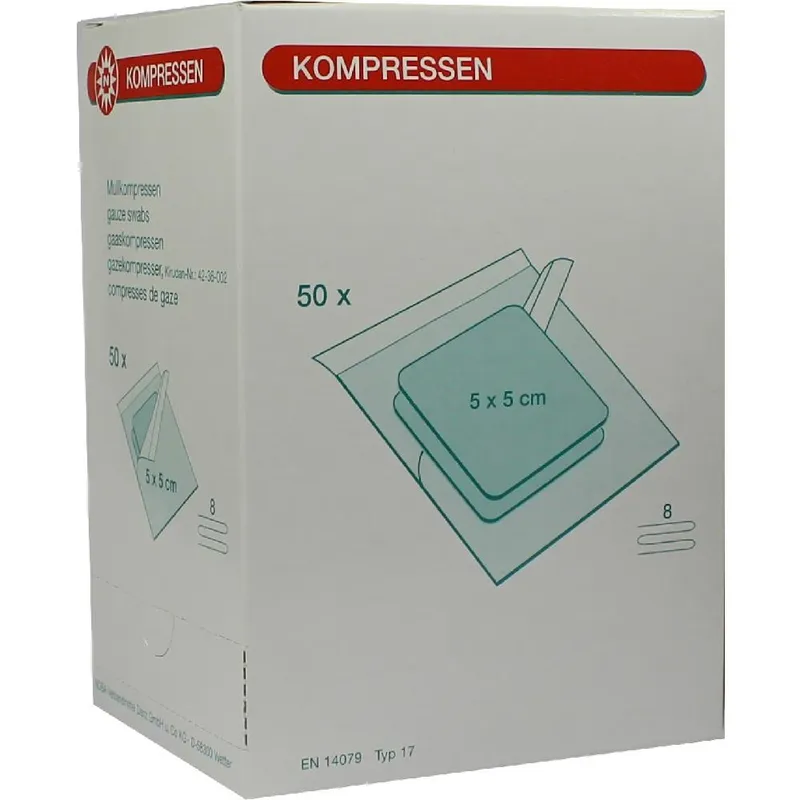 Mullkompressen 8-fach, 5 x 5 cm, steril (50 Sets à 2 Stck.)