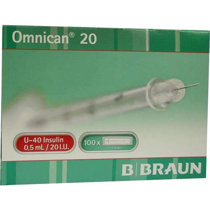 Omnican 20 Insulinspritzen, 0,5 ml, U-40 (100 Stck.)