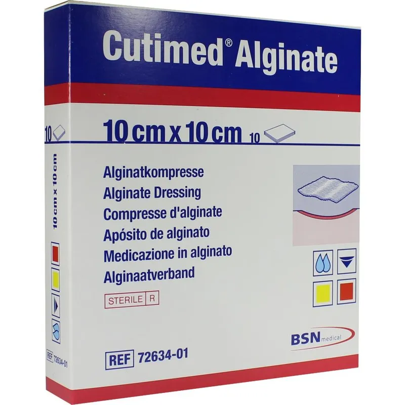 Cutimed Alginate Kompressen, 10 x 10 cm, steril (10 Stck.)