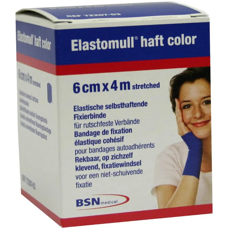 Elastomull haft color Fixierbinde, 4 m x 6 cm, blau