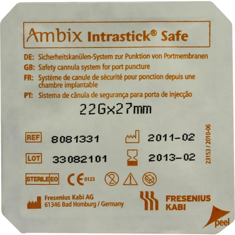 Ambix Intrastick Safe Sicherheits-Portpunktionskanüle 22 G x 27 mm