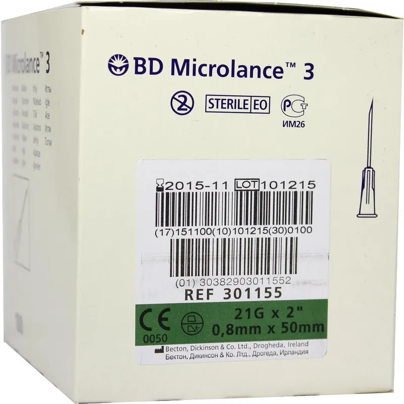 BD Microlance 3 Sonderkanülen, 21 G x 2'', 0,80 x 50 mm (100 Stck.)