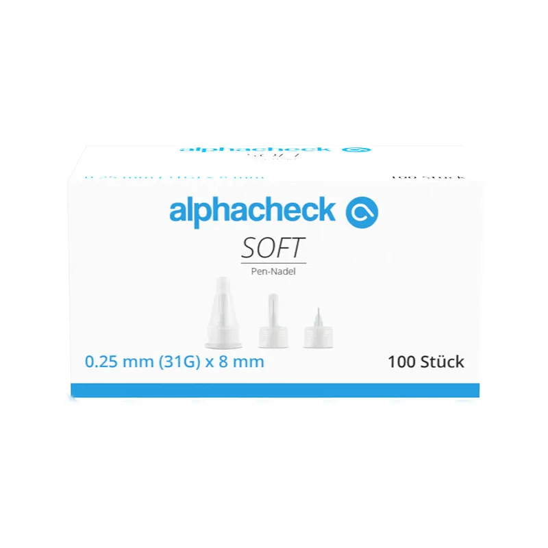 Alphacheck soft Pen-Nadeln 8 mm, mit alphacheck Entsorgungsbox 0,2 Ltr.