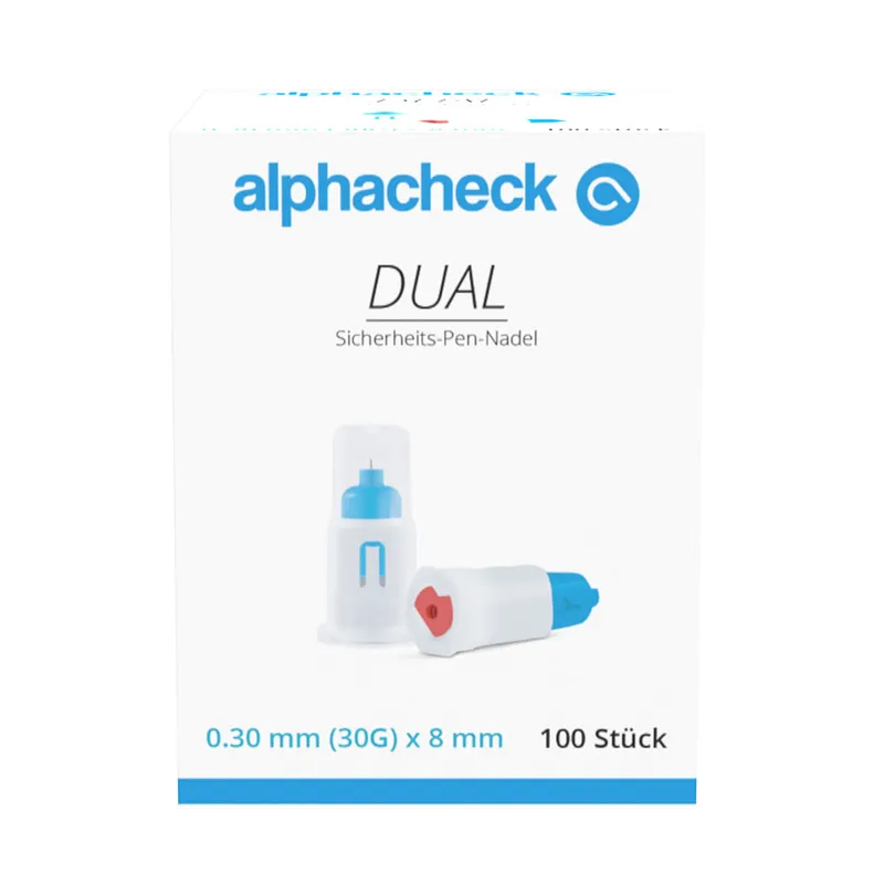 Alphacheck DUAL Sicherheits-Pen-Nadeln, 30 G x 8 mm (100 Stck.)