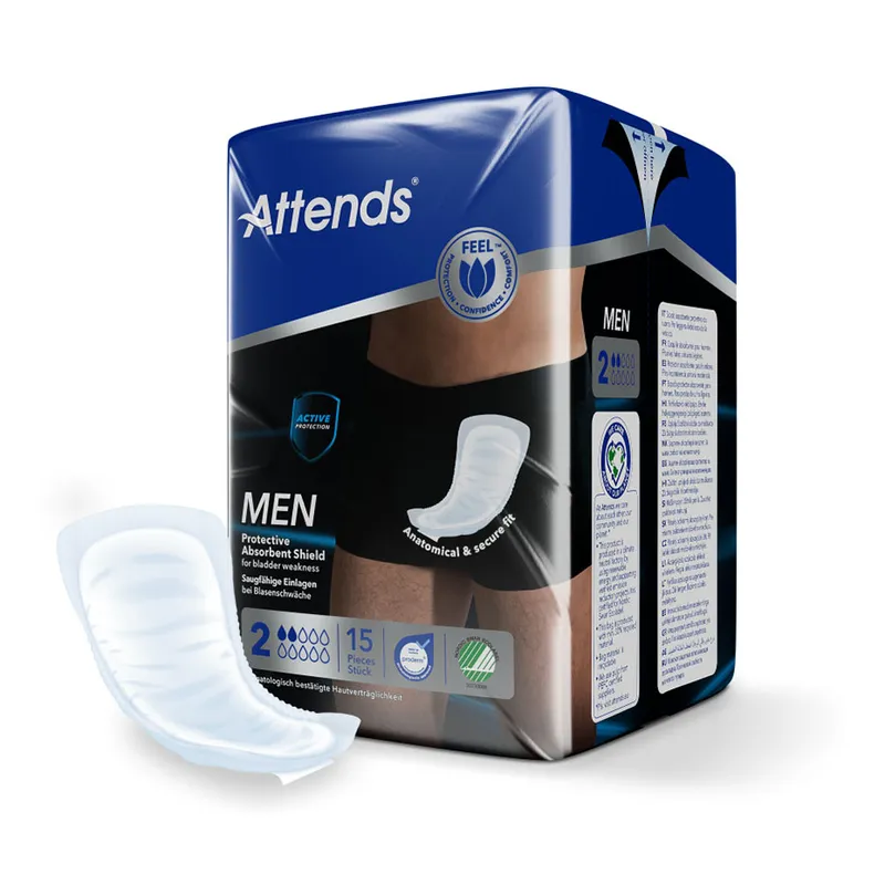 Attends Men Protective Absorbent, Shield 2, Inkontinenzeinlagen (15 Stck.)