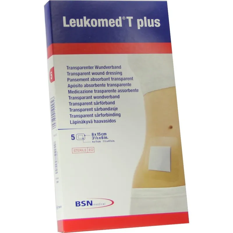 Leukomed T plus Transparentverband, 8,0 x 15,0 cm, steril (5 Stck.)