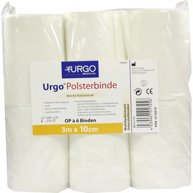 Urgo Polsterbinden, weiß, 3 m x 10 cm (6 Stck.)