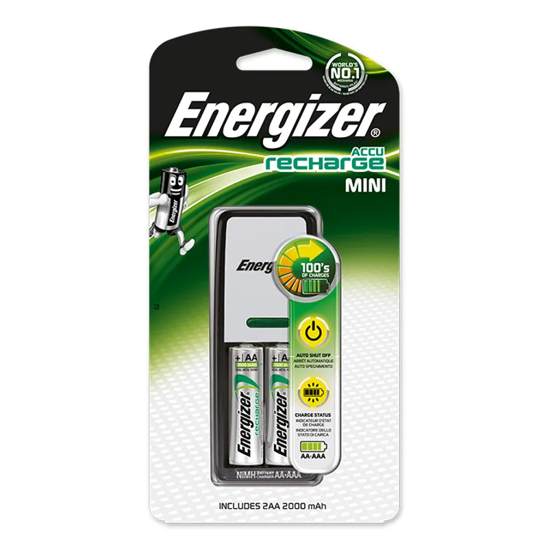 Energizer Ladegerät Mini Charger inkl., 2 Power Plus Mignon 1,2 V