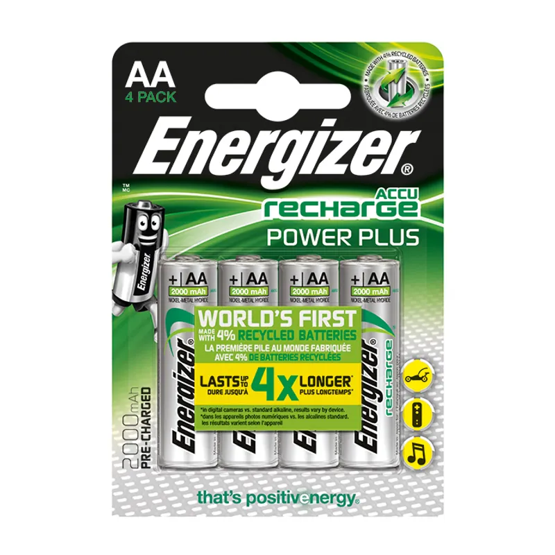 Energizer NiMH Akkumulatoren Power, Plus Mignon AA HR6 1,2 V (4er-Pack)