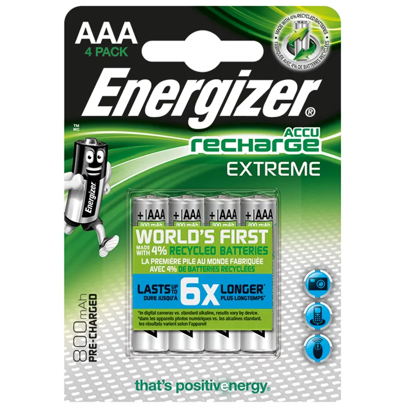 Energizer NiMH Akkumulatoren Extreme, Micro AAA HR03 1,2 V (4er-Pack)