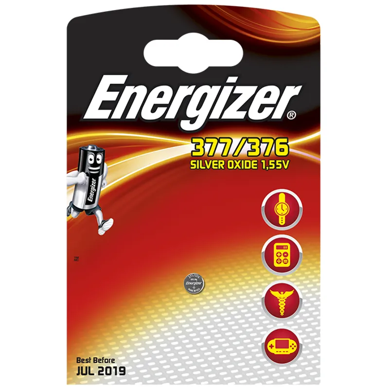 Energizer Uhren-Batterie 377/376, Typ SR66/SR626W, 1,55 V