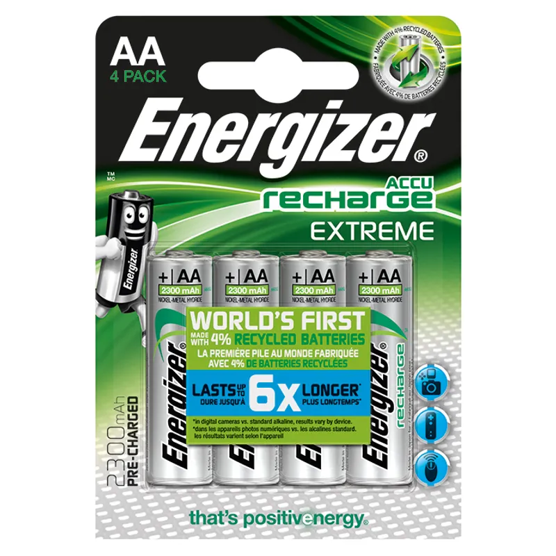 Energizer NiMH Akkumulatoren Extreme, Mignon AA HR6, 1,2 V (4er-Pack)