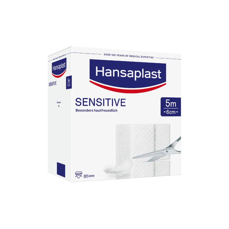 Hansaplast Sensitive Wundschnellverband, weiß, 5 m x 6 cm