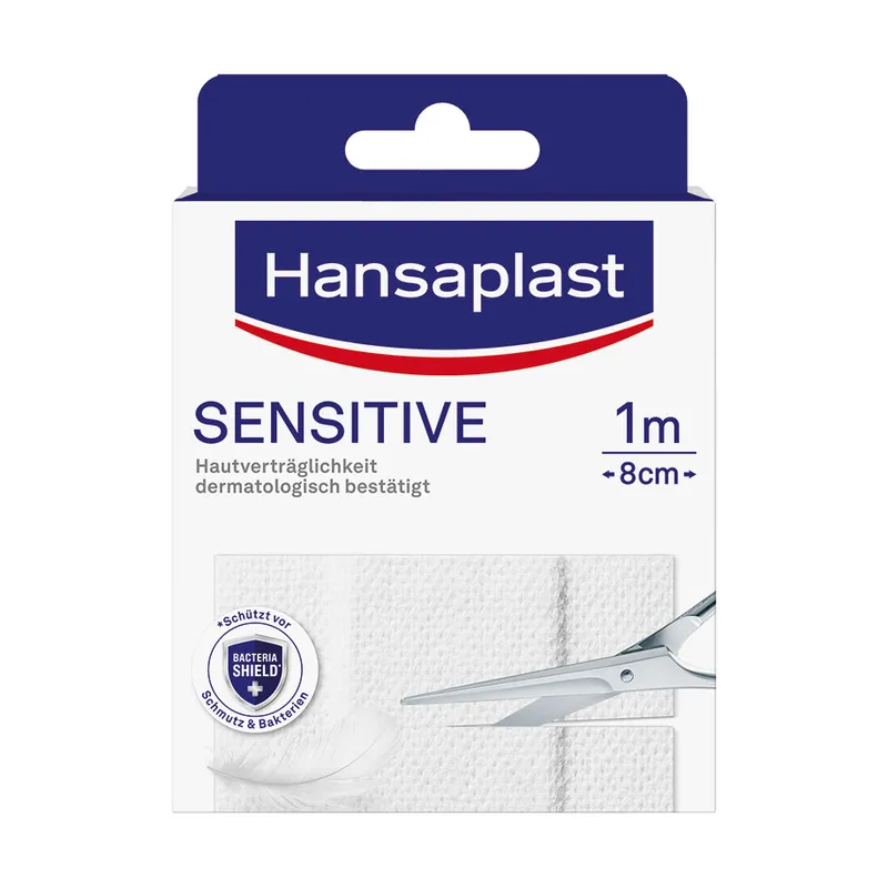 Hansaplast Sensitive Wundschnellverband, weiß, 1 m x 8 cm