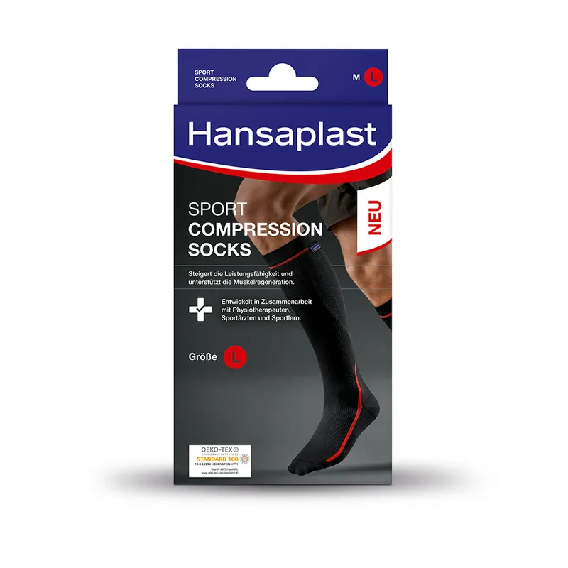 Hansaplast Sport Compression Socks, Kompressionssocken Gr. L (2 Stck.)