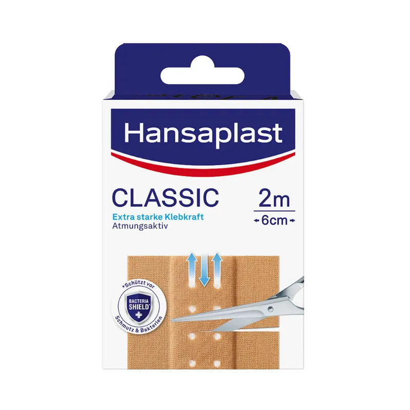 Hansaplast Classic Wundschnellverband, hautfarben, 2 m x 6 cm