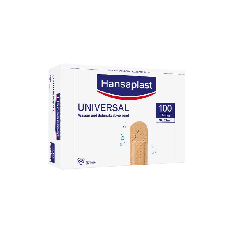 Hansaplast Universal Water Resistant, Wundstrips, 1,9 x 7,2 cm (100 Stck.)