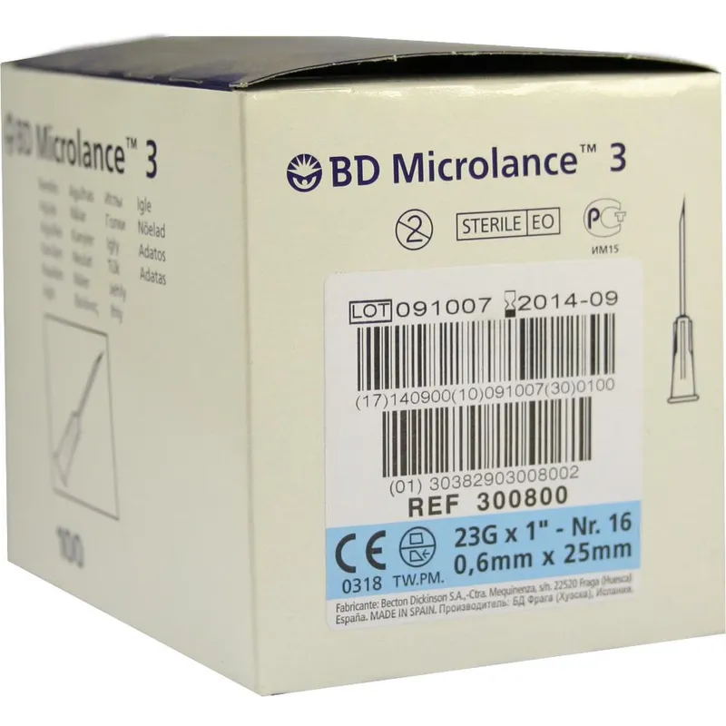 BD Microlance 3 Einmal-Kanülen Nr. 16, 0,60 x 25 mm, blau (100 Stck.)