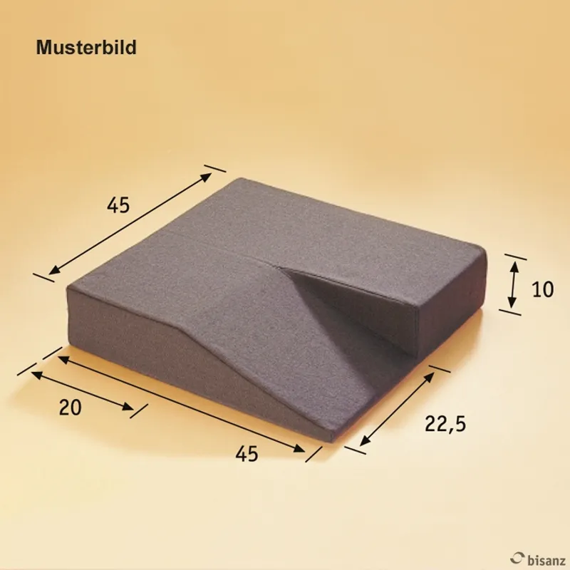 Arthrodese-Kissen 45 x 45 x 10 cm, anthrazit, Abschrägung rechts