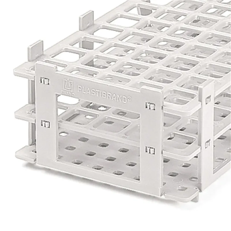 Reagenzglasgestell, PP, weiß, für 55 Röhrchen bis Ø 18 mm