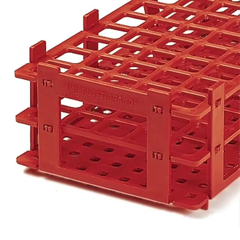 Reagenzglasgestell, PP, rot, für 32 Röhrchen bis Ø 25 mm