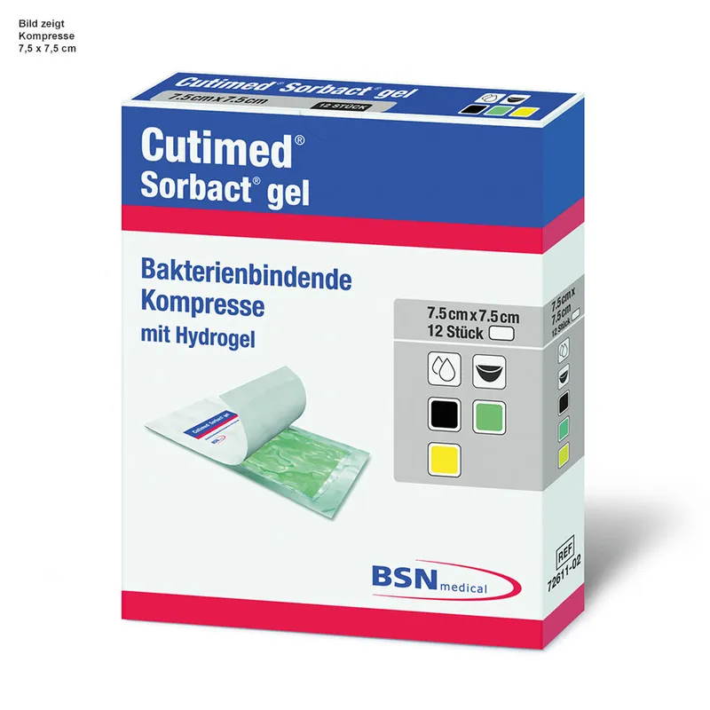 Cutimed Sorbact Gel-Kompresse, 7,5 x 7,5 cm, steril